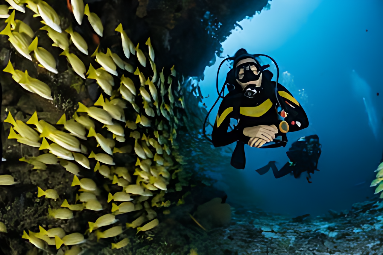 AI-enhanced underwater image — Enhancement Model A output